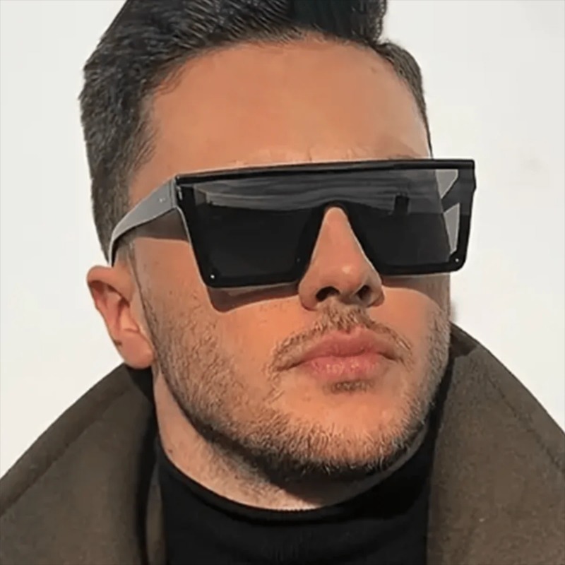 Sunglasses Uv400 - ファッション性の高い、大きめのスクエア型ブランドサングラス。女性用、男女兼用。紫外線対策に最適。夏の屋外での使用に。UV400カット。