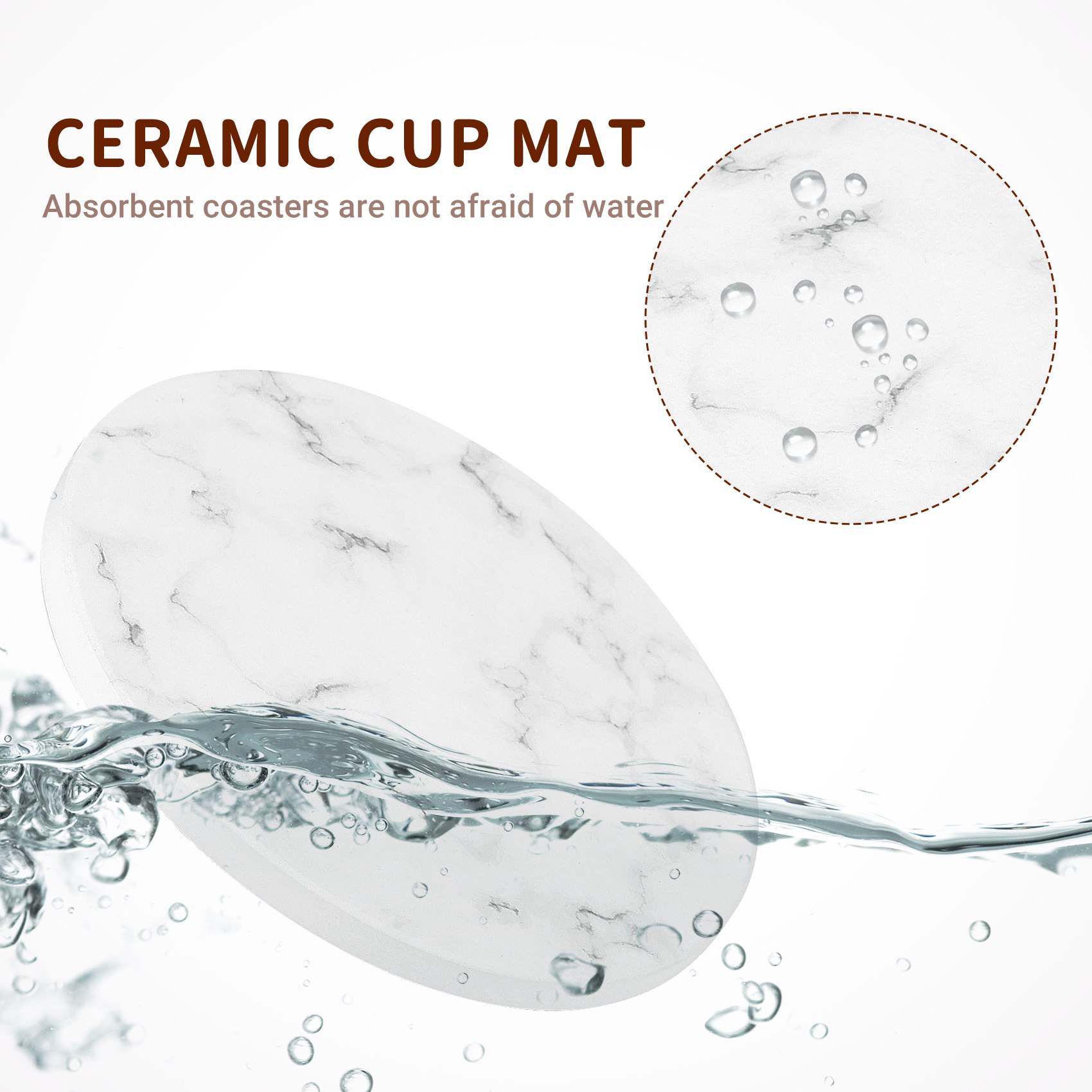 Marble Coaster Set - ABAH-吸収性ドリンクコースターセット ホルダー付き 6個セット 各種マグカップ用 マーブルスタイルコースター 4インチ