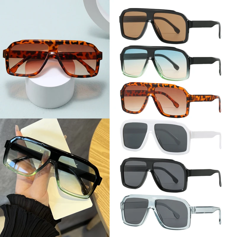Sunglasses Uv400 - 1個入り、大きめのスクエア型、光を遮断するサングラス。男女兼用、太めのフレーム、ブランド品、女性向け、おしゃれで洗練されたデザイン、多角形、黒色。