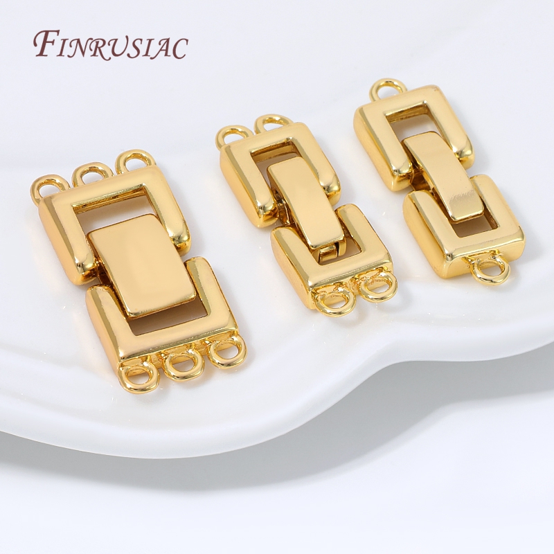 Gold Plated Jewelry - 18K金メッキマルチストランドクラスプコネクター長方形レイヤードパールブレスレットクラスプマルチループDIYジュエリー製作アクセサリー