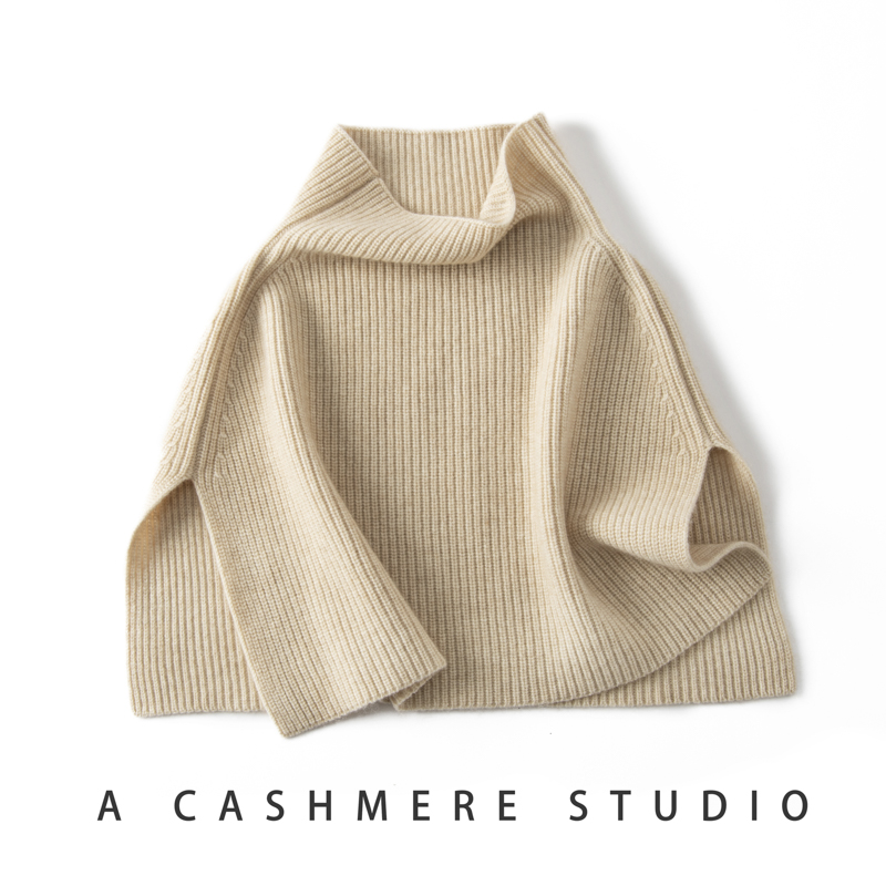 Cashmere Scarf - 女性用メリラムニットカシミヤショール、プルオーバースカーフ、ショール、偽の襟、コート、よだれかけ、暖かい、タートルネック、スリットジャンパー、冬
