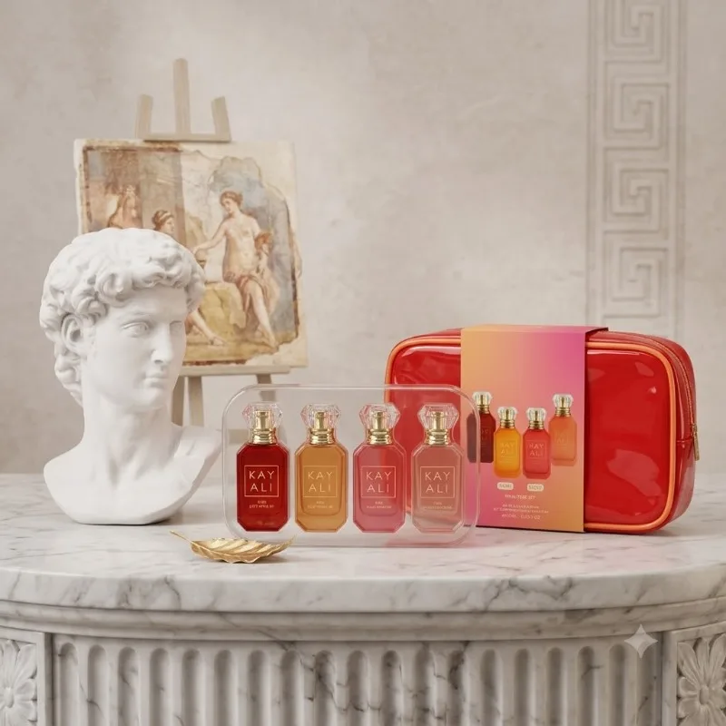 Luxury Gift Set - カヤリ フルーティー・フローラル・スイート パフューム ギフトセット。ユニセックスのオーデパルファム、4本入り（各10ml）。長時間香りが持続する、高級感あふれるミニフレグランスコレクション。