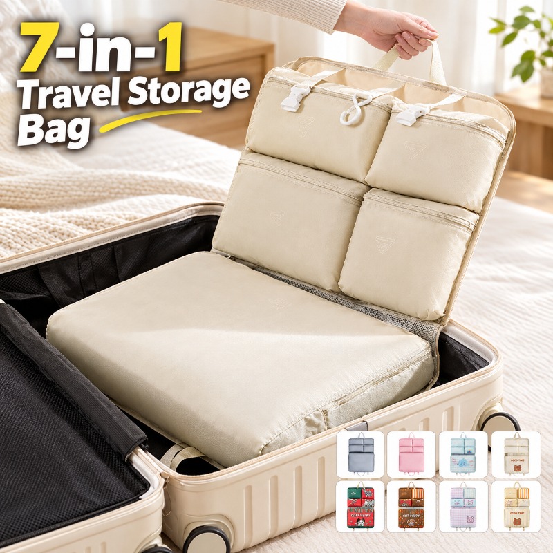 Travel Luggage Set - 7つの機能が1つになった旅行用収納バッグ。持ち運び可能なハンギング式で、下着を整理できます。旅行用の衣類や靴下を収納できる大容量のラゲッジポーチです。