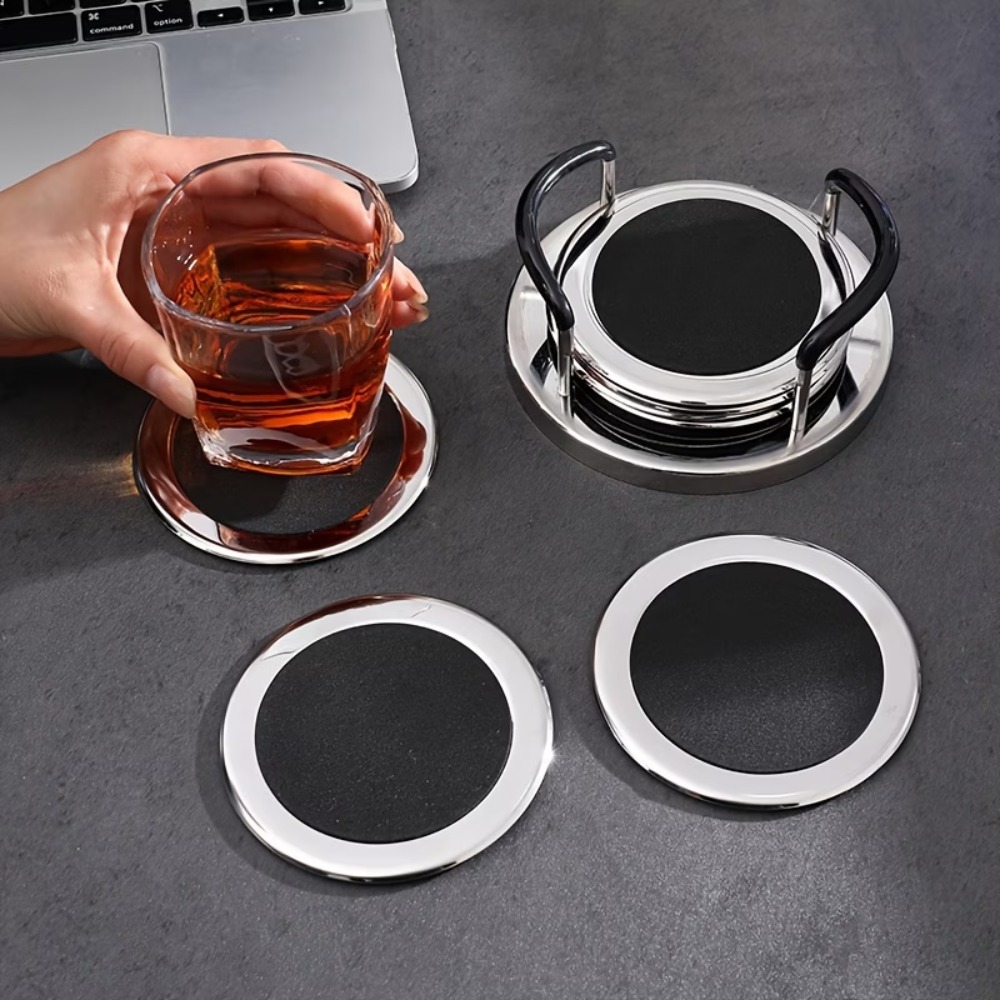 6 ピース/セットラウンドステンレス鋼コースターミニマリスト - Marble Coaster Set のレビューと価格