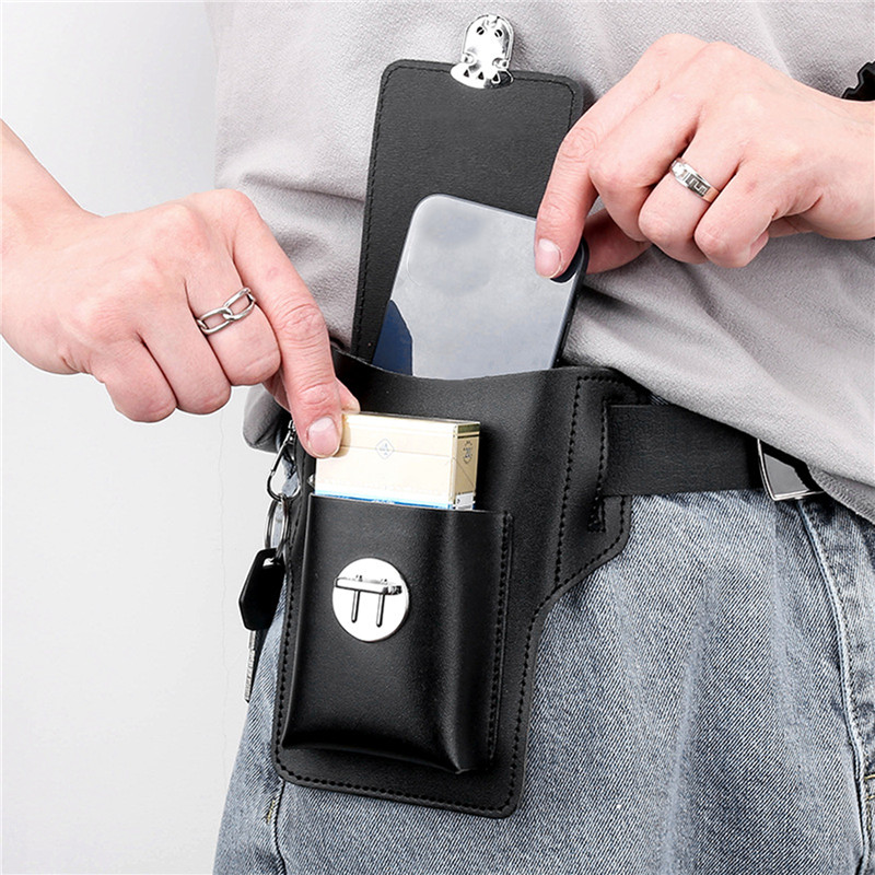男性用携帯電話ベルトバッグ,携帯電話ホルダー,財布,高品質, - Leather Wallet Men のレビューと価格
