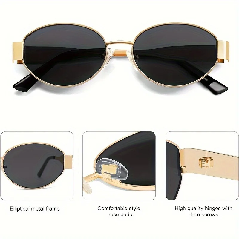 最新トレンドのオーバル型サングラス。高級ブランドのデザイナー - Sunglasses Uv400 のレビューと価格