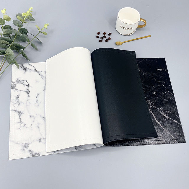 高級感のあるPU素材の断熱テーブルマット、滑り止め加工、大理 - Marble Coaster Set のレビューと価格