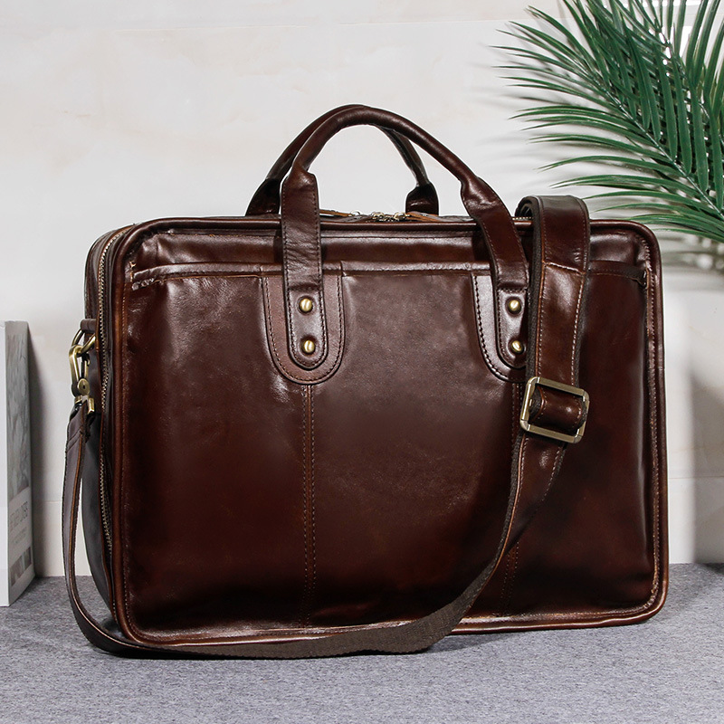 メンズ トップグレイン牛革製 ブリーフケース 15インチ対応 - Leather Briefcase のレビューと価格