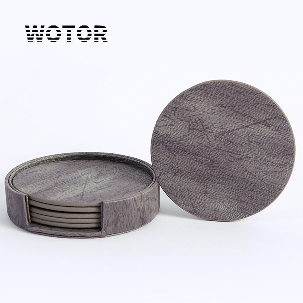 WOTOR 6 ピース/ロットサークル木目調レザー無縫製糸コ - Marble Coaster Set のレビューと価格