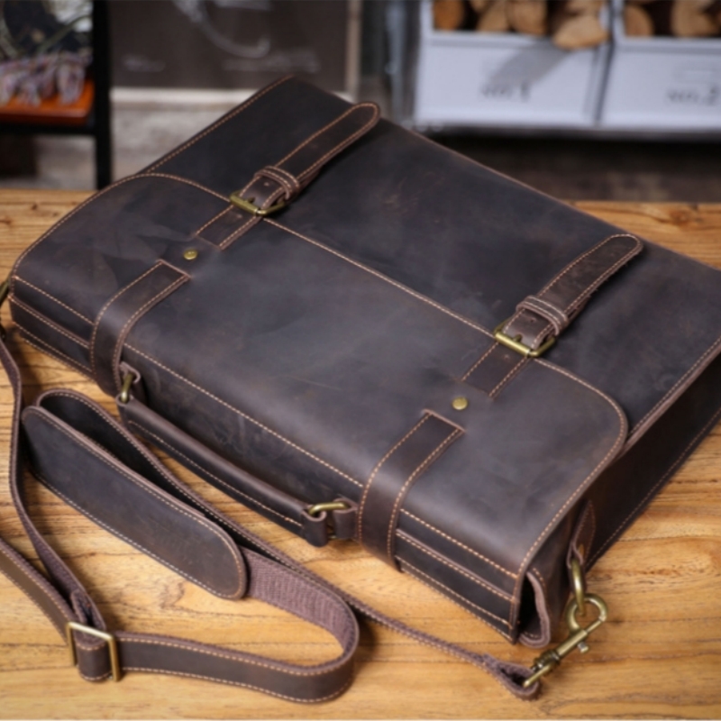 男性用本革ビジネスブリーフケース,ショルダーバッグ,クロスオ - Leather Briefcase のレビューと価格