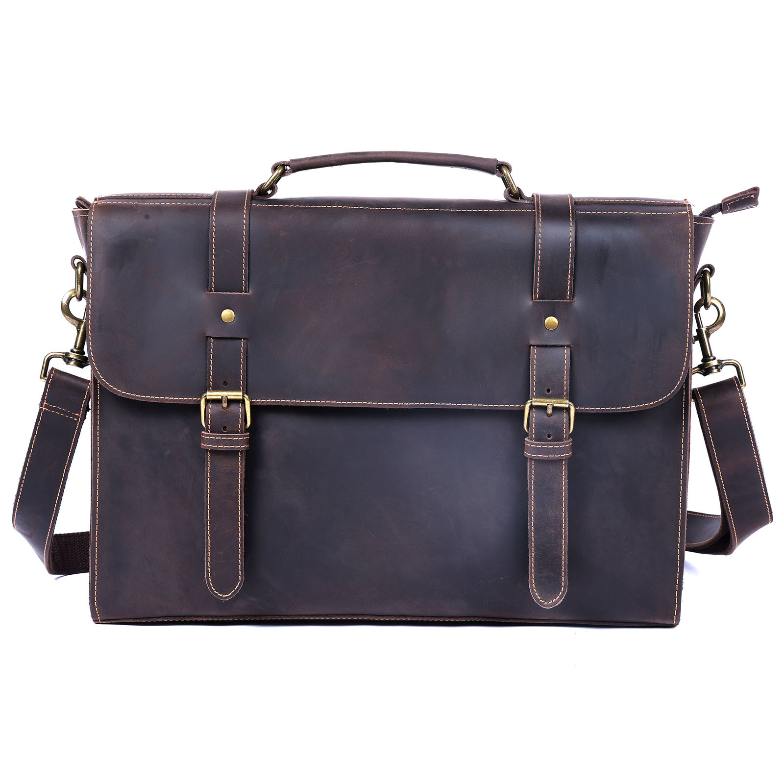 男性用本革ビジネスブリーフケース,ショルダーバッグ,クロスオ - Leather Briefcase のレビューと価格