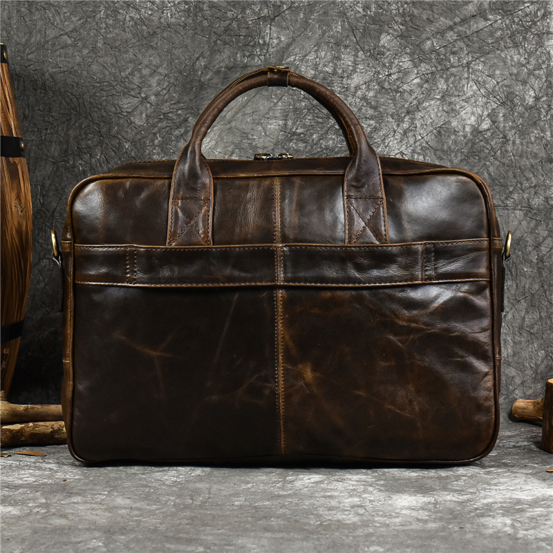本革のメンズラップトップバッグ,ブリーフケース,ショルダーバ - Leather Briefcase のレビューと価格