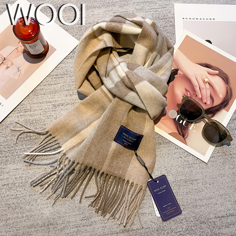 高級英国ウール混紡スカーフ女性チェック柄カシミヤハンカチ冬暖 - Cashmere Scarf のレビューと価格