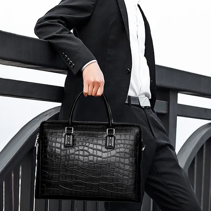 新品本革メンズブリーフケース、クロコダイルエンボス加工、ビジ - Leather Briefcase のレビューと価格