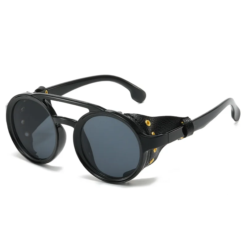 レトロなデザインの紫外線カットサングラス。男女兼用。レザー素 - Sunglasses Uv400 のレビューと価格