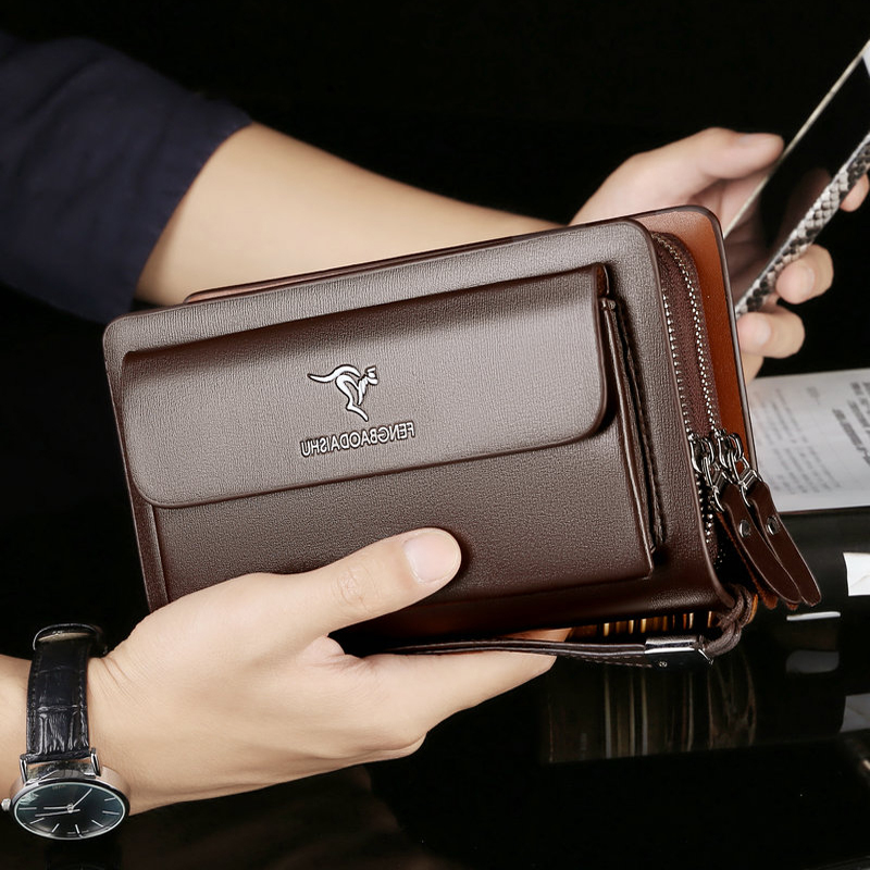 ファッションメンズ財布ブランド大型ジッパーリストレット電話マ - Leather Wallet Men のレビューと価格