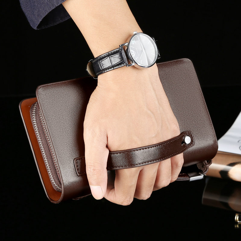 ファッションメンズ財布ブランド大型ジッパーリストレット電話マ - Leather Wallet Men のレビューと価格