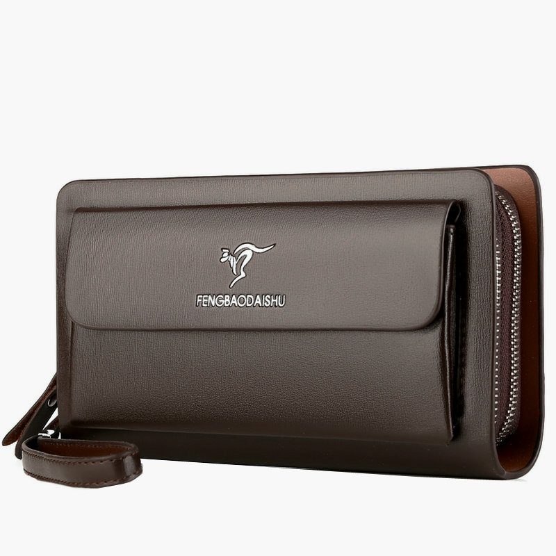 ファッションメンズ財布ブランド大型ジッパーリストレット電話マ - Leather Wallet Men のレビューと価格