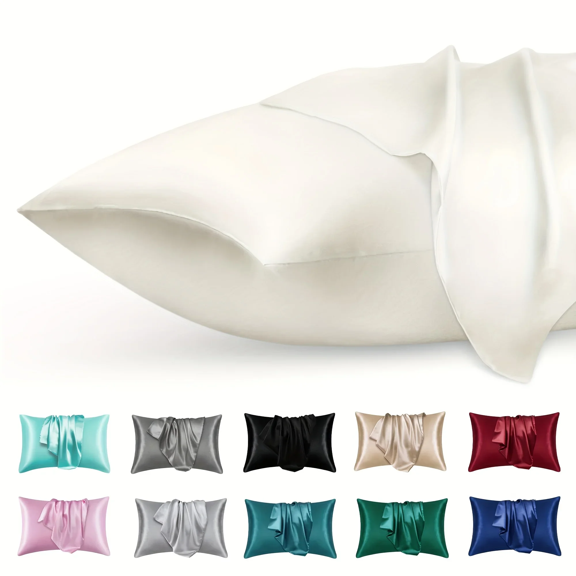 2 個の高級サテン封筒枕カバー無地、シルクのようなハイエンド - Silk Pillowcase のレビューと価格