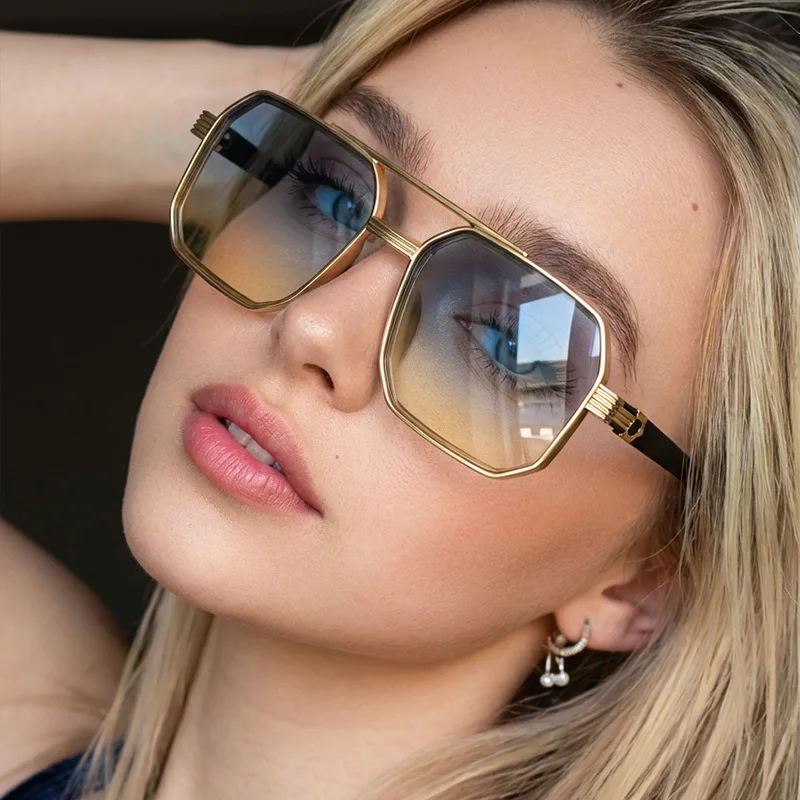 最新トレンドのダブルブリッジ・ポリゴン型サングラス。レトロで - Sunglasses Uv400 のレビューと価格