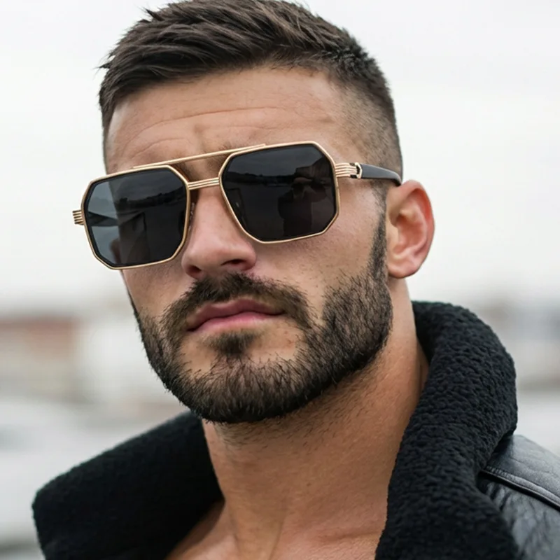 最新トレンドのダブルブリッジ・ポリゴン型サングラス。レトロで - Sunglasses Uv400 のレビューと価格