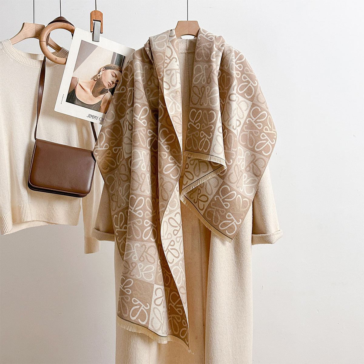 女性用スカーフ 2026年秋 韓国風 幾何学模様 ジャカード - Cashmere Scarf のレビューと価格