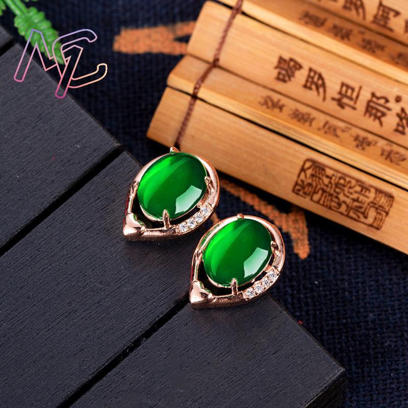 天然翡翠の花のイヤリング,石のイヤースタッド,お守り,ピンク - Gold Plated Jewelry のレビューと価格