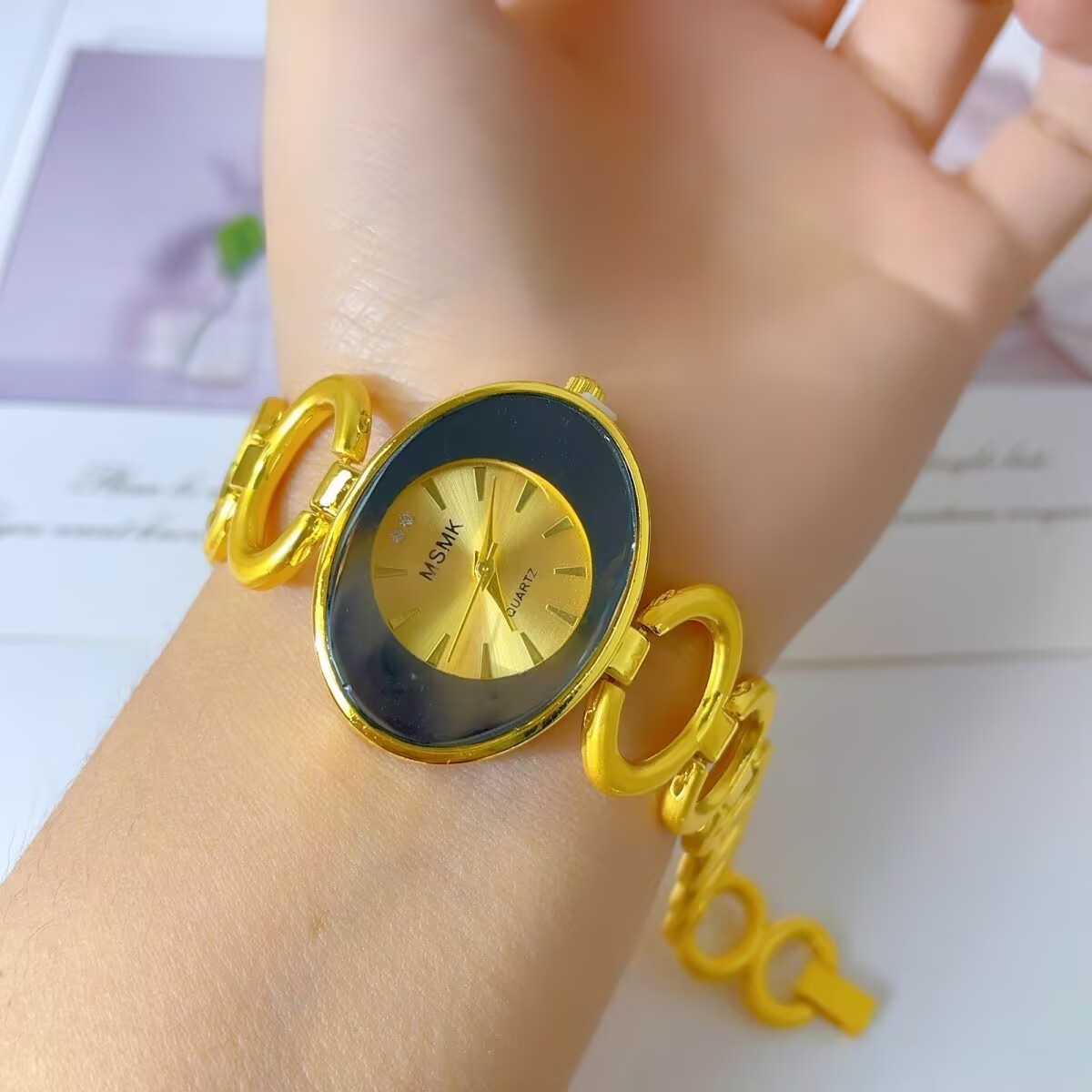 新しいアメリカン 24K ゴールドメッキ腕時計ウェディングパ - Gold Plated Jewelry のレビューと価格